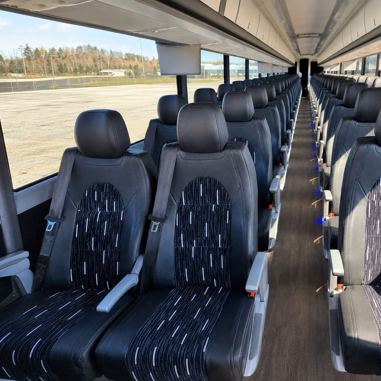 erie charter bus rental interior